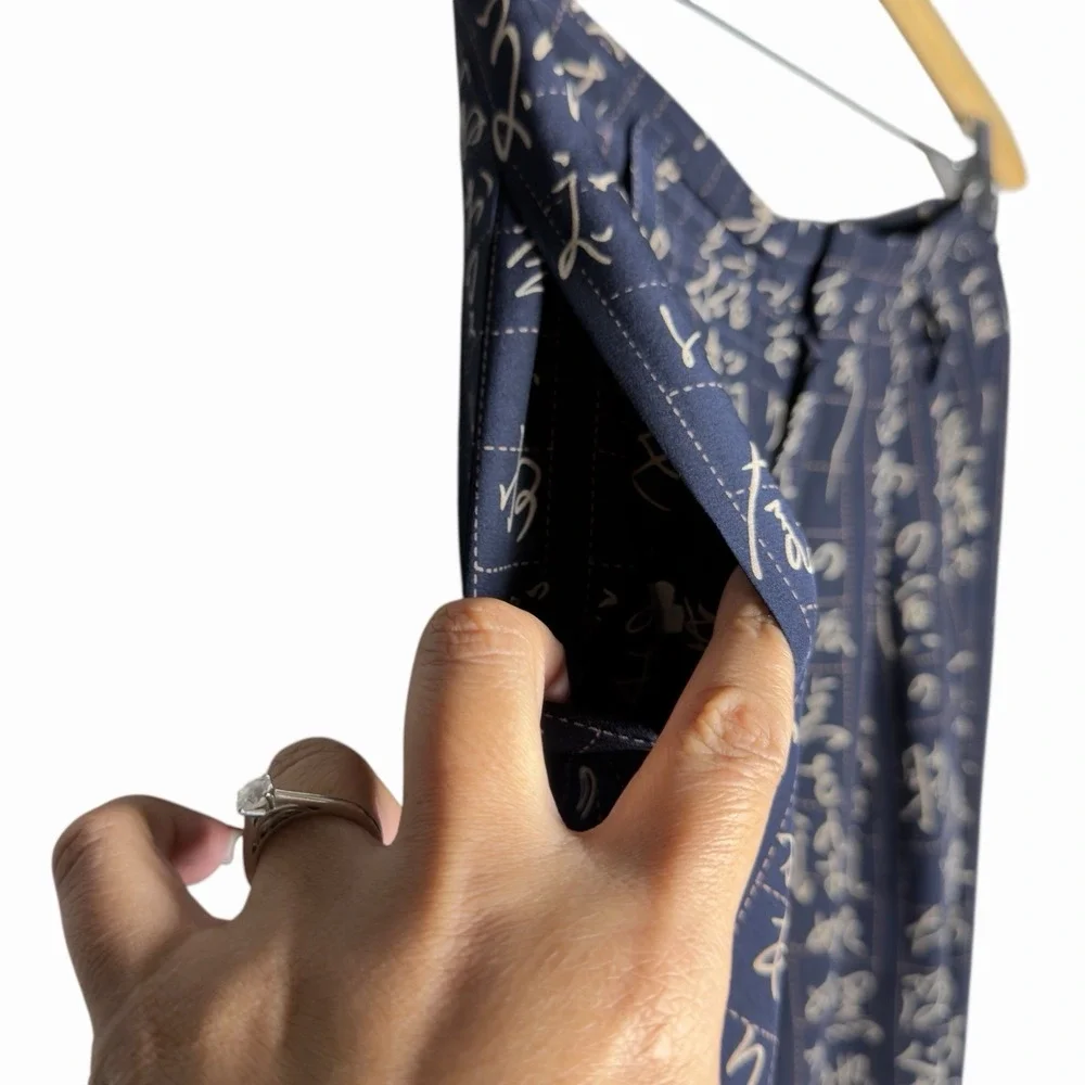 VTG Ellen Tracy 100% Silk Calligraphy Pants Sz 4 High Rise Wide Leg Old Money - Picture 6 of 13